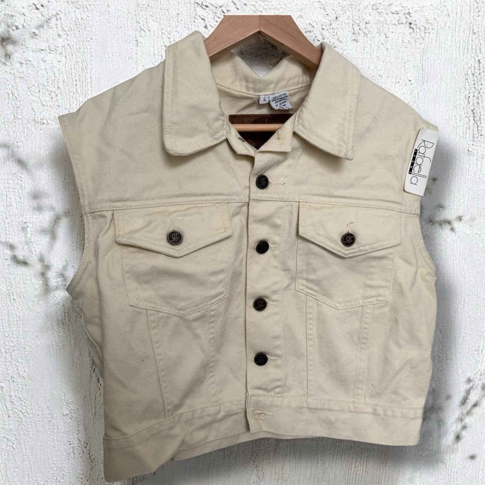 NWT Vintage Cream Denim Vest – Y2K Western Vibes Cowgirl L